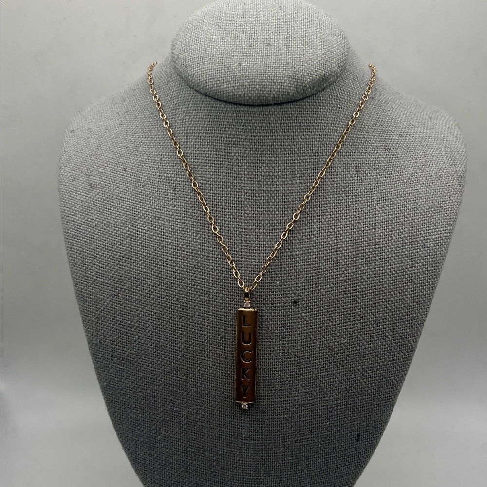 Lucky Brand Gold Pendant Necklace 17” with 2” extender 17 inches to 19 inches